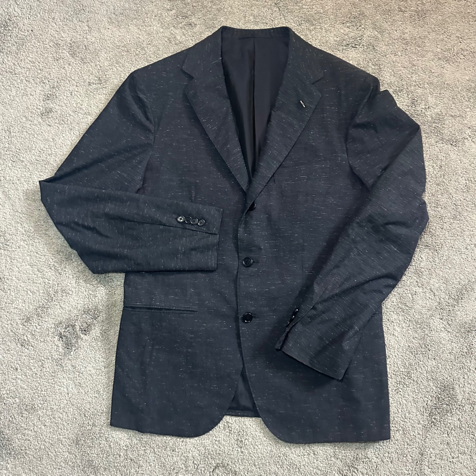 Sartorio X Kiton Napoli Sport Coat Men 48 Dark Grey Flecked 3-Button Notch Lapel
